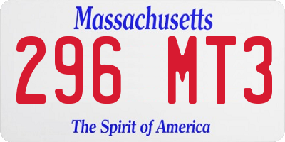MA license plate 296MT3