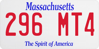 MA license plate 296MT4