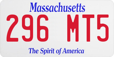 MA license plate 296MT5