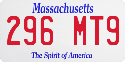 MA license plate 296MT9