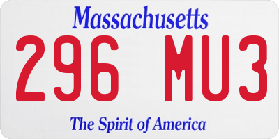MA license plate 296MU3