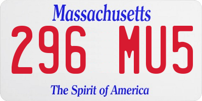 MA license plate 296MU5
