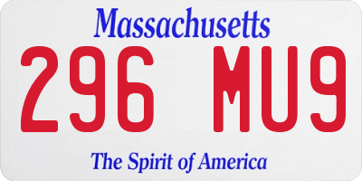 MA license plate 296MU9