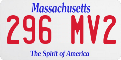MA license plate 296MV2