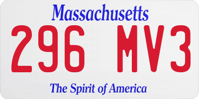 MA license plate 296MV3