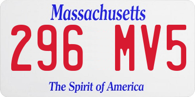 MA license plate 296MV5