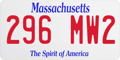 MA license plate 296MW2