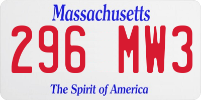 MA license plate 296MW3