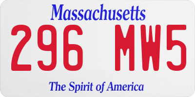 MA license plate 296MW5