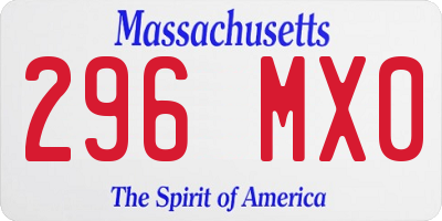 MA license plate 296MX0