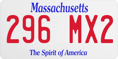 MA license plate 296MX2