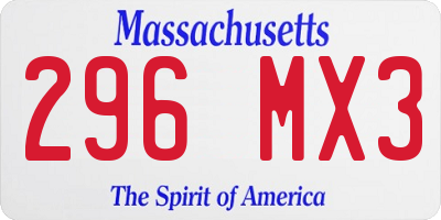 MA license plate 296MX3
