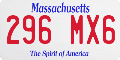 MA license plate 296MX6