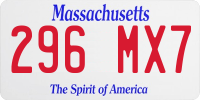 MA license plate 296MX7