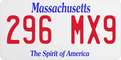 MA license plate 296MX9