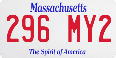 MA license plate 296MY2