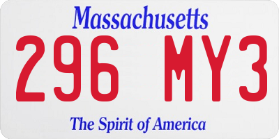 MA license plate 296MY3