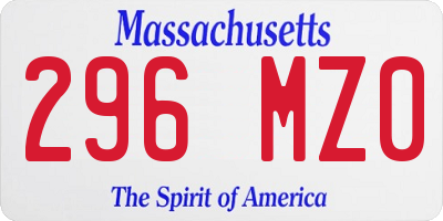 MA license plate 296MZ0