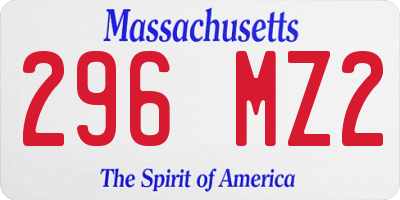 MA license plate 296MZ2