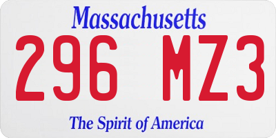 MA license plate 296MZ3