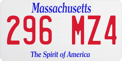 MA license plate 296MZ4