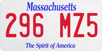MA license plate 296MZ5