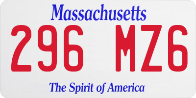 MA license plate 296MZ6