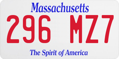MA license plate 296MZ7