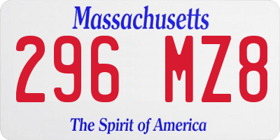 MA license plate 296MZ8