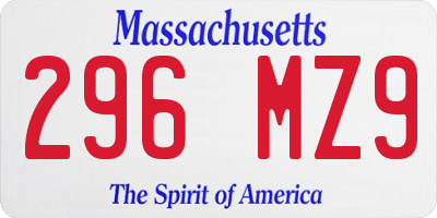 MA license plate 296MZ9