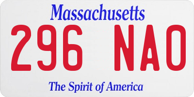 MA license plate 296NA0
