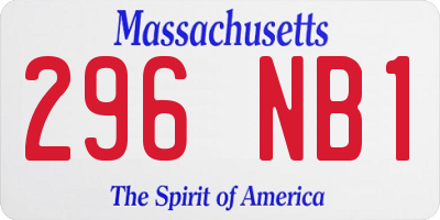 MA license plate 296NB1