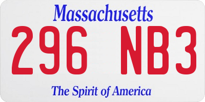 MA license plate 296NB3