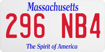 MA license plate 296NB4