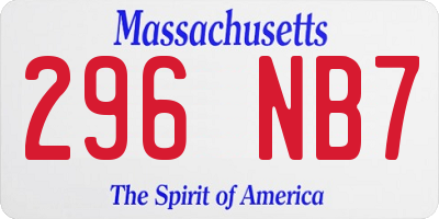 MA license plate 296NB7