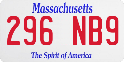 MA license plate 296NB9