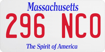 MA license plate 296NC0