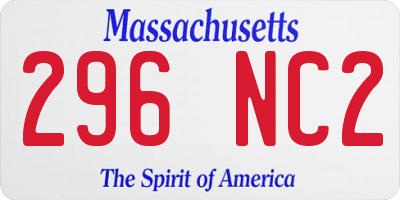 MA license plate 296NC2