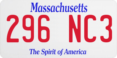 MA license plate 296NC3
