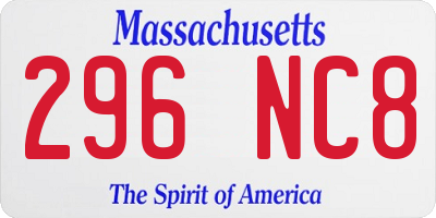 MA license plate 296NC8