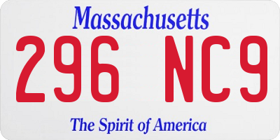 MA license plate 296NC9