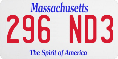MA license plate 296ND3