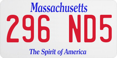 MA license plate 296ND5