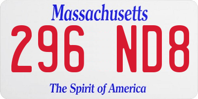 MA license plate 296ND8