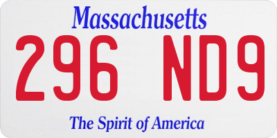 MA license plate 296ND9