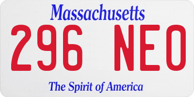 MA license plate 296NE0