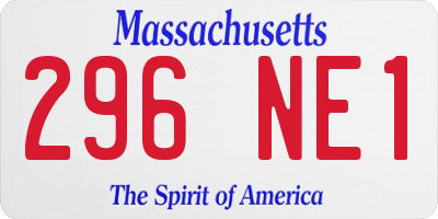 MA license plate 296NE1