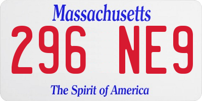 MA license plate 296NE9