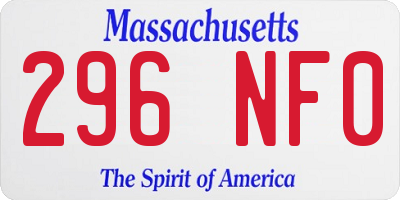 MA license plate 296NF0