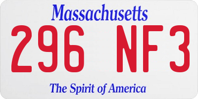 MA license plate 296NF3